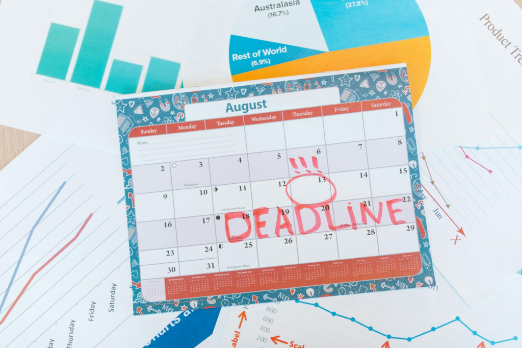 Image of a calendar marking annual reporting deadlines for charities. — start legitimate charity Pennsylvania