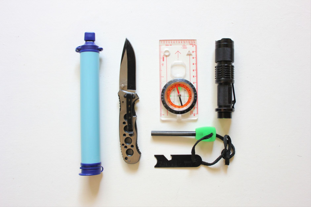 An emergency preparedness kit with essential items. — staying safe Pennsylvania