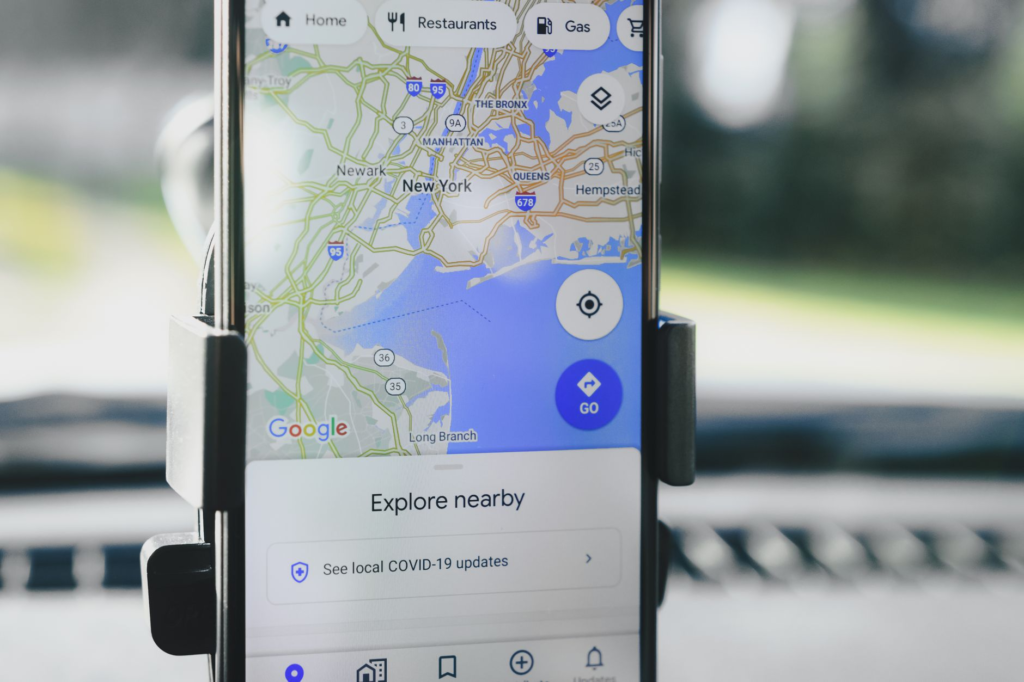 Image of a smartphone displaying a safety app with a map of nearby emergency services. — stay safe in Pennsylvania